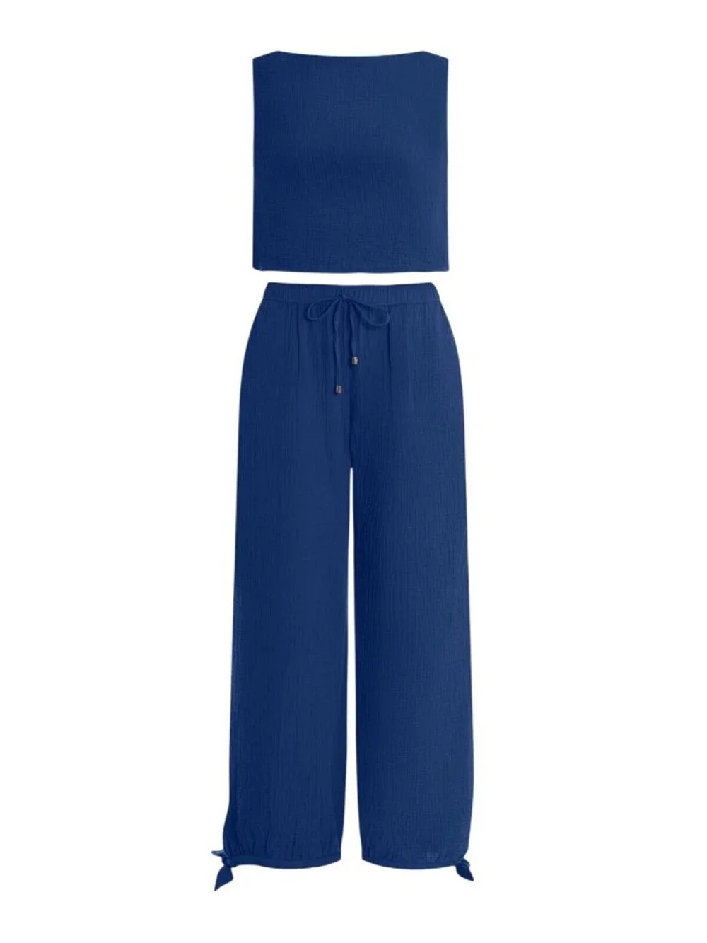 NWT Lauren Ralph Lauren Womens Top & Pants Cover Up Swim Woven Blue Saturn M